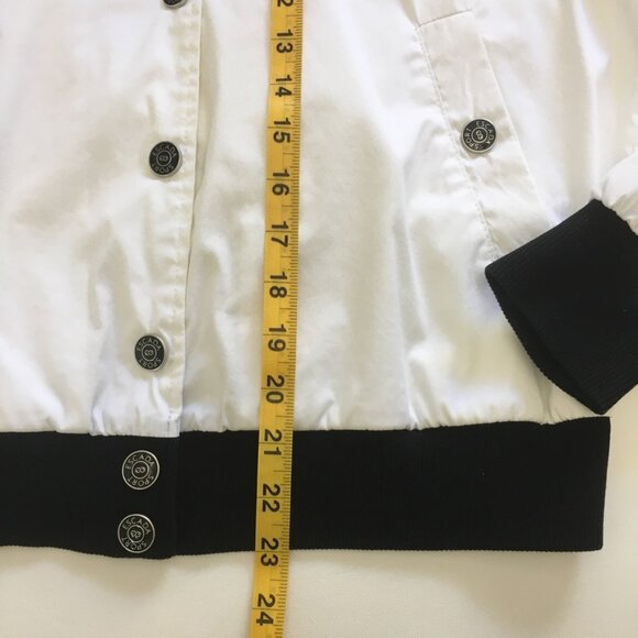 Escada Sport Bomber Jacket Womens Size 36 White Black Collar Balloon Sleeve - Picture 14 of 16